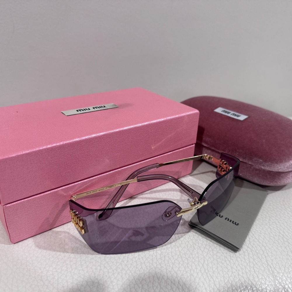 Miu Miu Woman’s Sunglasses MU 54YS Gold Light Purple Brown 5AK0/6I - Picture 10 of 11